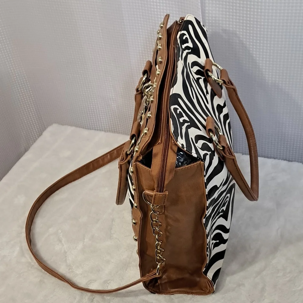 Brown and Black Zebra Print Women's Bag